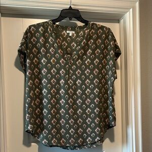 Maurices Green and Pink Patterned Blouse